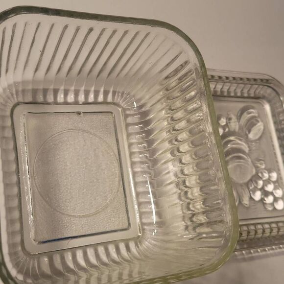 Vintage Federal Refrigerator Dish w/lid Ribbed Clear Depression Glass Fruit - Picture 6 of 8
